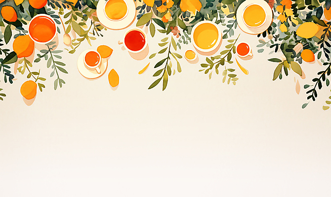 PSD 라이프스타일 꽃 잎 오렌지 일러스트 티타임 수채화 프레임 사람없음 주황색 카페 차 찻잔 레몬 컵받침 감성 홍차 리빙 카피스페이스 국내일러스트 식물 음료 컬러 컨셉 과일 휴식 잔 생활 차_음료 상점 공백 받침대 파일형식