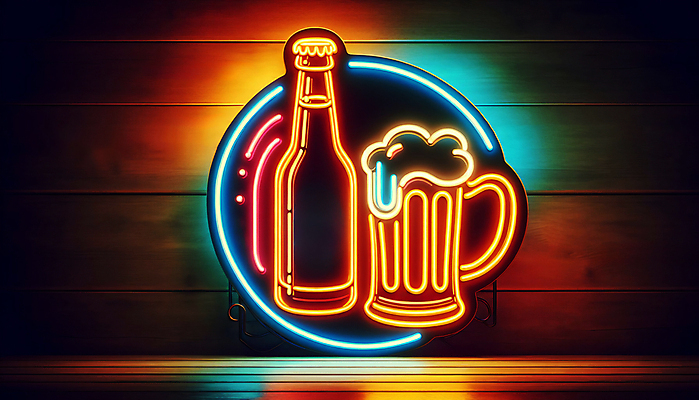 JPG 편집이미지 간판 맥주 사람없음 빛 야간 디지털합성 네온 맥주잔 맥주병 LED 편집실사 AI포토 AI콘텐츠 자연요소 술잔 전구 술병 주류 CG 파일형식