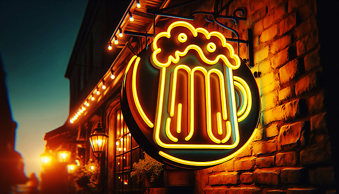 JPG 편집이미지 조명 간판 맥주 사람없음 빛 야간 디지털합성 네온 맥주잔 LED 편집실사 AI포토 AI콘텐츠 자연요소 술잔 전구 주류 CG 파일형식