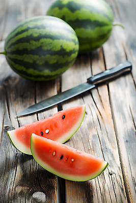 JPG 편집이미지 조각 단면 수박 사람없음 여름 칼 식칼 수박씨 편집실사 AI포토 AI콘텐츠 계절 과일 주방용품 씨앗 CG 파일형식