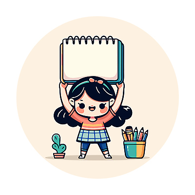 전신 식물 여자 행복 화분 어린이 일러스트 한명 들기 소녀 연필 머리띠 스케치북 연필꽂이 소녀한명만 벡터 카피스페이스 국내일러스트 AI파일 1 감정 장신구 모션 문구용품 학용품 사람 필기구 공백 여자한명만 소녀만 파일형식