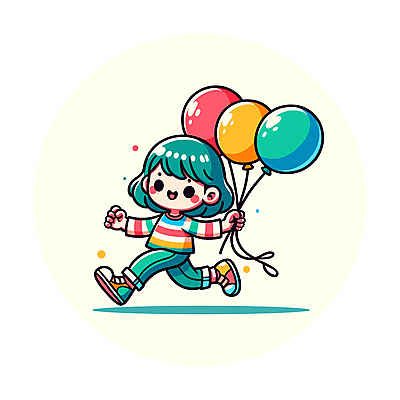 전신 여자 행복 어린이 일러스트 한명 웃음 소녀 달리기 잡기 풍선 소녀한명만 벡터 국내일러스트 AI파일 1 감정 모션 표정 사람 여자한명만 소녀만 파일형식