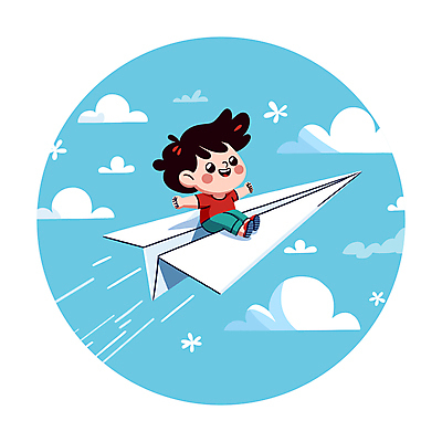 전신 구름 남자 행복 어린이 일러스트 하늘 팔벌리기 바람 한명 소년 비행 종이비행기 소년한명만 벡터 국내일러스트 AI파일 자연요소 1 감정 모션 날씨 사람 종이접기 남자한명만 소년만 파일형식