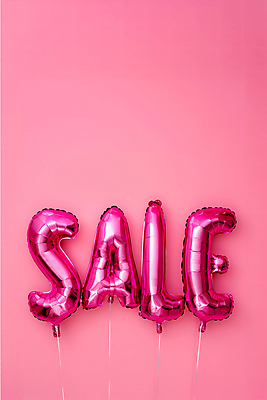 JPG 편집이미지 영어 분홍색 텍스트 재질 사람없음 세일 오브젝트 풍선 카피스페이스 편집실사 AI포토 AI콘텐츠 문자 컬러 공백 CG 파일형식