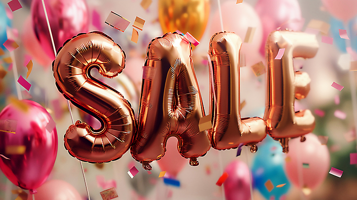 JPG 편집이미지 영어 텍스트 재질 사람없음 파티 세일 오브젝트 꽃가루 풍선 편집실사 AI포토 AI콘텐츠 문자 이벤트 가루 CG 파일형식