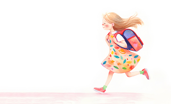 JPG 전신 원피스 여자 교육 어린이 일러스트 붓터치 수채화 책가방 한명 소녀 달리기 귀여움 등교 백팩 소녀한명만 국내일러스트 AI일러스트 AI콘텐츠 1 옷 컨셉 가방 모션 사람 등하교 여자한명만 소녀만 파일형식