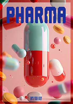 PSD 편집이미지 의학 타이포그라피 사람없음 컬러풀 알약 화려 디지털합성 치료제 편집소스 이미지편집 문자 컬러 컨셉 약 파일형식