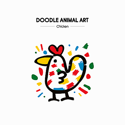 예술 선 일러스트 색연필 잉크 사람없음 컬러풀 귀여움 물감 닭 색칠 낙서 그림 크레파스 손그림 국내일러스트 AI파일 컬러 컨셉 조류 학용품 미술도구 파일형식 벡터
