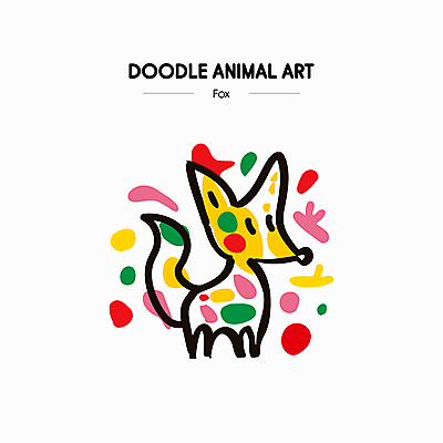 예술 선 일러스트 색연필 잉크 사람없음 컬러풀 귀여움 물감 색칠 낙서 그림 크레파스 여우 손그림 국내일러스트 AI파일 컬러 컨셉 포유류 학용품 미술도구 파일형식 벡터
