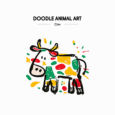 예술 선 일러스트 색연필 잉크 사람없음 컬러풀 귀여움 물감 색칠 소 낙서 그림 크레파스 손그림 국내일러스트 AI파일 컬러 컨셉 포유류 학용품 미술도구 파일형식 벡터