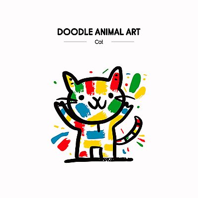 예술 선 일러스트 색연필 잉크 웃음 사람없음 컬러풀 귀여움 고양이 물감 색칠 낙서 그림 크레파스 손그림 국내일러스트 AI파일 컬러 컨셉 포유류 학용품 표정 반려동물 미술도구 파일형식 벡터