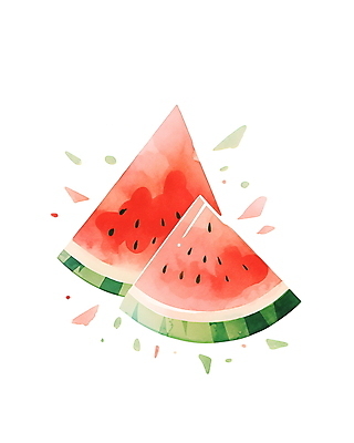 JPG 무료이미지 일러스트 단면 수채화 수박 사람없음 빨간색 여름 신선 국내일러스트 AI일러스트 AI콘텐츠 계절 컬러 과일 파일형식