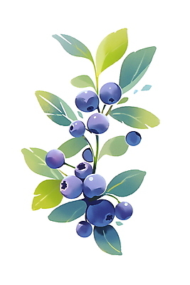 JPG 잎 일러스트 수채화 사람없음 여름 파란색 신선 블루베리 국내일러스트 AI일러스트 AI콘텐츠 식물 계절 컬러 과일 파일형식