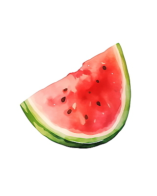 JPG 조각 일러스트 단면 수채화 수박 사람없음 빨간색 여름 신선 국내일러스트 AI일러스트 AI콘텐츠 계절 컬러 과일 파일형식