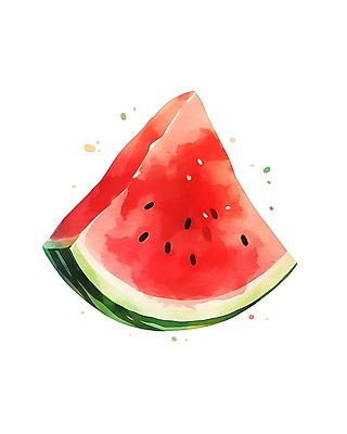 JPG 조각 일러스트 단면 수채화 수박 사람없음 빨간색 여름 신선 국내일러스트 AI일러스트 AI콘텐츠 계절 컬러 과일 파일형식