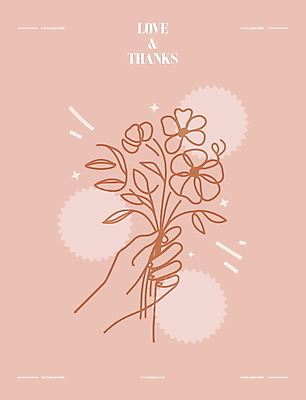 손 디자인 꽃잎 분홍색 꽃다발 일러스트 사랑 들기 타이포그라피 신체부위 장식 잡기 다발 라인아트 감사 심플 손그림 국내일러스트 AI파일 문자 꽃 감정 선 컬러 모션 사람 파일형식 벡터