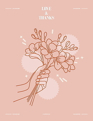 손 디자인 꽃잎 분홍색 꽃다발 일러스트 사랑 들기 타이포그라피 신체부위 장식 잡기 다발 라인아트 감사 심플 손그림 국내일러스트 AI파일 문자 꽃 감정 선 컬러 모션 사람 파일형식 벡터