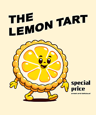 캐릭터 일러스트 디저트 웃음 타이포그라피 사람없음 귀여움 다리 달콤 만화 팔 레몬타르트 일러캐릭터 AI파일 문자 음식 컨셉 표정 신체부위 맛 타르트 파일형식 벡터