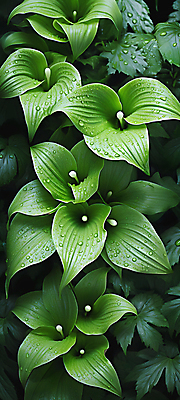 JPG 편집이미지 잎 자연 풍경 사람없음 초록색 연두색 정원 새벽 신선 덩굴 이슬 편집실사 AI포토 AI콘텐츠 자연요소 식물 컬러 CG 생태계 파일형식