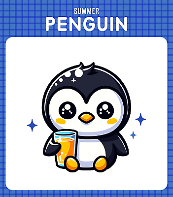 캐릭터 일러스트 미소 들기 사람없음 컵 캐주얼 여름 파란색 반짝임 귀여움 주스 시원함 만화 즐거움 펭귄 일러캐릭터 AI파일 식기 옷 계절 감정 음료 컬러 컨셉 모션 조류 표정 파일형식 벡터