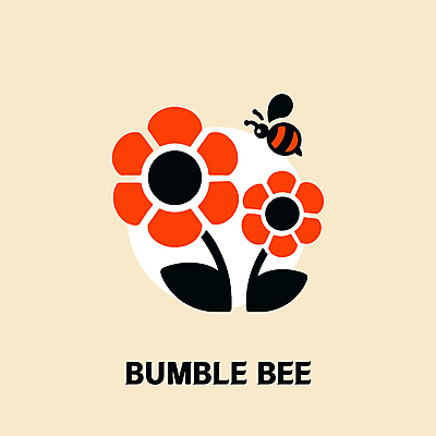 꽃 일러스트 자연 타이포그라피 사람없음 그래픽 노란색 환경 꿀벌 심플 꿀 단순화된 미니멀 국내일러스트 AI파일 식물 문자 컬러 벌_곤충 생태계 파일형식 벡터