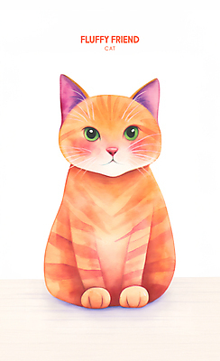 PSD 일러스트 수채화 사람없음 반려동물 귀여움 주황색 고양이 물감 삐침 국내일러스트 동물 감정 컬러 컨셉 포유류 미술도구 파일형식