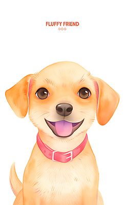 PSD 행복 일러스트 수채화 미소 사람없음 반려동물 갈색 노란색 귀여움 물감 강아지 목줄 국내일러스트 동물 감정 컬러 컨셉 표정 미술도구 개 파일형식 반려용품