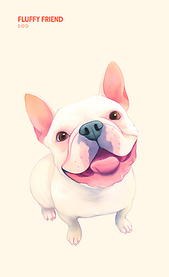 PSD 행복 일러스트 수채화 미소 사람없음 반려동물 귀여움 물감 흰색 강아지 불독 국내일러스트 동물 감정 컬러 컨셉 표정 미술도구 개 파일형식