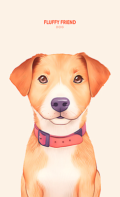 PSD 일러스트 수채화 사람없음 반려동물 갈색 노란색 귀여움 물감 강아지 목줄 국내일러스트 동물 컬러 컨셉 미술도구 개 파일형식 반려용품