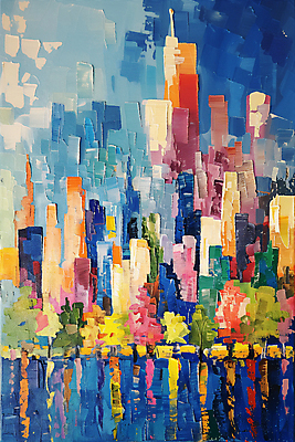 JPG 나무 일러스트 붓터치 추상 빌딩 사람없음 물 컬러풀 반사 물감 도시 디지털합성 질감 활기 스카이라인 편집소스 국내일러스트 AI일러스트 AI콘텐츠 자연요소 식물 컬러 컨셉 무늬 건물 미술도구 파일형식