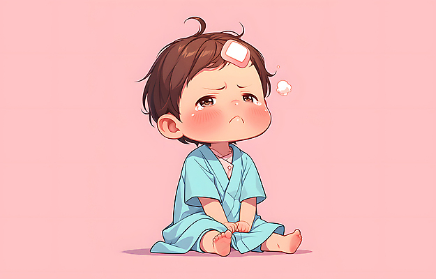 JPG 남자 어린이 분홍색 일러스트 한명 소년 고통 반창고 열 질병 울음 눈물 발열 소년한명만 국내일러스트 AI일러스트 AI콘텐츠 1 감정 컬러 의학 표정 사람 의료용품 남자한명만 소년만 파일형식