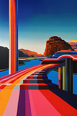 JPG 길 무지개 무늬 일러스트 자연 하늘 추상 산 풍경 사람없음 컬러풀 디지털합성 지형 스펙트럼 편집소스 국내일러스트 AI일러스트 AI콘텐츠 자연요소 컬러 생태계 파일형식