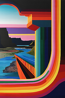 JPG 길 무지개 무늬 일러스트 자연 하늘 추상 산 풍경 사람없음 컬러풀 디지털합성 아치 지형 스펙트럼 편집소스 국내일러스트 AI일러스트 AI콘텐츠 자연요소 컬러 생태계 파일형식