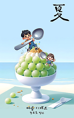 전신 PSD 편집이미지 그릇 여자 남자 어린이 하늘색 디저트 들기 소녀 소년 타이포그라피 두명 여름 숟가락 디지털합성 청포도 과일빙수 어린이만 편집소스 이미지편집 문자 식기 계절 음식 과일 모션 포도 수저 사람 파란색 빙수 파일형식