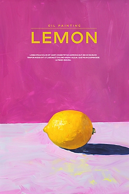 PSD 편집이미지 포스터 페인팅 붓터치 사람없음 물감 분위기 자주색 레몬 질감 유화 카피스페이스 이미지편집 컬러 컨셉 과일 미술 공백 미술도구 파일형식