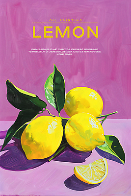 PSD 편집이미지 포스터 잎 페인팅 붓터치 사람없음 물감 분위기 자주색 레몬 질감 유화 카피스페이스 이미지편집 식물 컬러 컨셉 과일 미술 공백 미술도구 파일형식