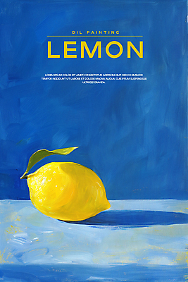 PSD 편집이미지 포스터 페인팅 붓터치 사람없음 파란색 물감 분위기 레몬 질감 유화 카피스페이스 이미지편집 컬러 컨셉 과일 미술 공백 미술도구 파일형식