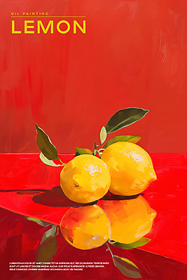 PSD 편집이미지 포스터 잎 페인팅 붓터치 사람없음 빨간색 물감 분위기 레몬 질감 유화 카피스페이스 이미지편집 식물 컬러 컨셉 과일 미술 공백 미술도구 파일형식