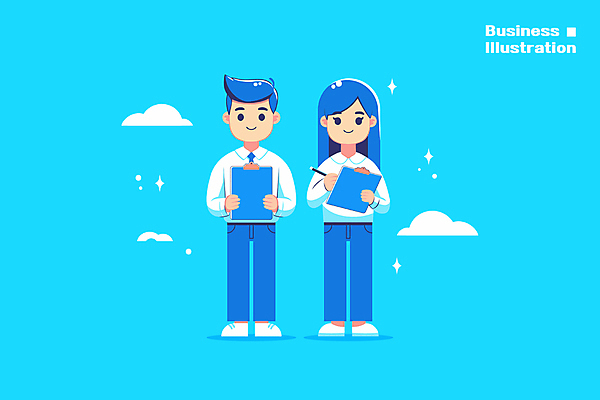 전신 구름 여자 남자 하늘색 일러스트 협력 직장 기술 대화 들기 성인 두명 반짝임 사무실 펜 기록 직장인 전문직 동료 결재 전략 서류판 전문 성인만 국내일러스트 AI파일 자연요소 직업 회사 비즈니스 관계 모션 말하기 사람 파란색 필기구 사무용품 파일형식 벡터
