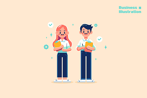 전신 여자 남자 말풍선 일러스트 협력 직장 기술 대화 들기 성인 두명 반짝임 사무실 노란색 직장인 전문직 동료 체크표시 결재 전략 서류판 전문 성인만 국내일러스트 AI파일 직업 컬러 회사 비즈니스 관계 모션 말하기 사람 사무용품 확인 파일형식 벡터