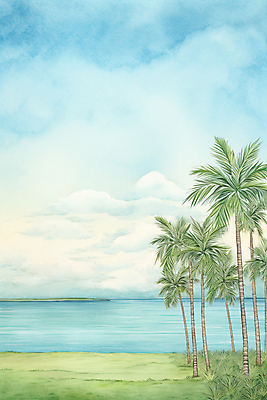 JPG 구름 하늘색 일러스트 자연 하늘 휴가 휴식 수채화 잔디 해변 사람없음 여름 야자수 국내일러스트 AI일러스트 AI콘텐츠 자연요소 나무 식물 계절 바다 컨셉 파란색 생태계 파일형식