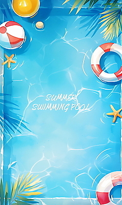 PSD 편집이미지 포스터 물결 잎 레저 불가사리 프레임 수영장 풍경 사람없음 파란색 여름휴가 야자수 시원함 비치볼 휴양지 튜브 카피스페이스 이미지편집 나무 식물 컬러 공 휴가 극피동물 바캉스용품 공백 장소 파일형식 여름_계절