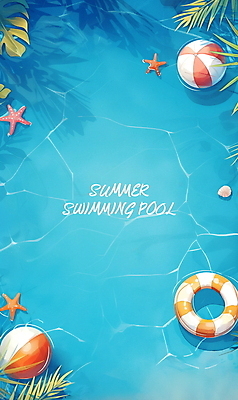 PSD 편집이미지 포스터 물결 잎 레저 조개 불가사리 프레임 수영장 풍경 사람없음 파란색 여름휴가 야자수 시원함 비치볼 휴양지 튜브 카피스페이스 이미지편집 나무 식물 컬러 공 휴가 어패류 극피동물 바캉스용품 공백 장소 파일형식 여름_계절