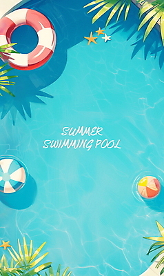 PSD 편집이미지 포스터 물결 잎 레저 불가사리 프레임 수영장 풍경 사람없음 파란색 여름휴가 야자수 시원함 비치볼 휴양지 튜브 카피스페이스 이미지편집 나무 식물 컬러 공 휴가 극피동물 바캉스용품 공백 장소 파일형식 여름_계절