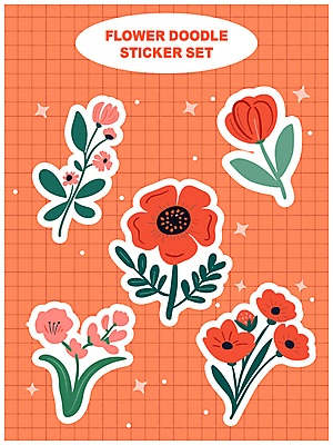 꽃 스티커 잎 일러스트 문구용품 타이포그라피 사람없음 장식 빨간색 반짝임 귀여움 다이어리 손그림 꾸미기 엘리먼트 다꾸 국내일러스트 AI파일 식물 문자 컬러 컨셉 모션 사무용품 오브젝트 신조어 약어 파일형식 벡터