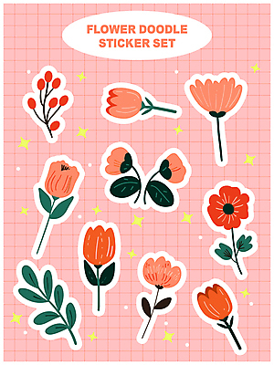 꽃 분홍색 스티커 잎 일러스트 문구용품 타이포그라피 사람없음 장식 반짝임 귀여움 다이어리 손그림 꾸미기 엘리먼트 다꾸 국내일러스트 AI파일 식물 문자 컬러 컨셉 모션 사무용품 오브젝트 신조어 약어 파일형식 벡터