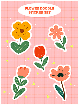 꽃 분홍색 스티커 잎 일러스트 문구용품 타이포그라피 사람없음 장식 반짝임 귀여움 다이어리 손그림 꾸미기 엘리먼트 다꾸 국내일러스트 AI파일 식물 문자 컬러 컨셉 모션 사무용품 오브젝트 신조어 약어 파일형식 벡터