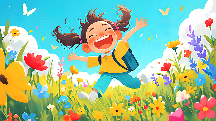 JPG 전신 구름 여자 꽃잎 행복 어린이 하늘색 나비 꽃밭 일러스트 하늘 책가방 한명 웃음 소녀 잔디 초원 달리기 정원 기쁨 즐거움 향기 소녀한명만 국내일러스트 AI일러스트 AI콘텐츠 자연요소 식물 1 꽃 감정 곤충 가방 모션 표정 사람 파란색 냄새 여자한명만 소녀만 파일형식
