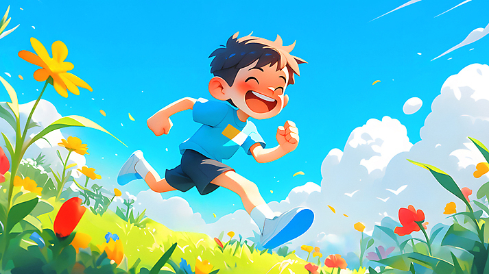 JPG 전신 구름 남자 꽃잎 행복 어린이 하늘색 꽃밭 일러스트 하늘 한명 웃음 소년 잔디 초원 달리기 정원 기쁨 즐거움 향기 소년한명만 국내일러스트 AI일러스트 AI콘텐츠 자연요소 식물 1 꽃 감정 모션 표정 사람 파란색 냄새 남자한명만 소년만 파일형식