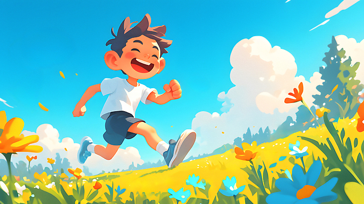 JPG 전신 구름 남자 꽃잎 행복 어린이 하늘색 꽃밭 일러스트 하늘 한명 웃음 소년 잔디 초원 달리기 정원 기쁨 즐거움 향기 소년한명만 국내일러스트 AI일러스트 AI콘텐츠 자연요소 식물 1 꽃 감정 모션 표정 사람 파란색 냄새 남자한명만 소년만 파일형식